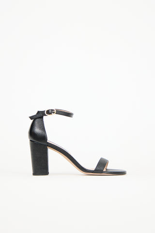 Stuart Weitzman Leather Nudist Block Sandal