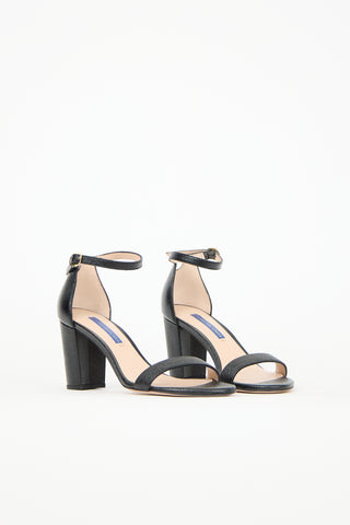 Stuart Weitzman Leather Nudist Block Sandal