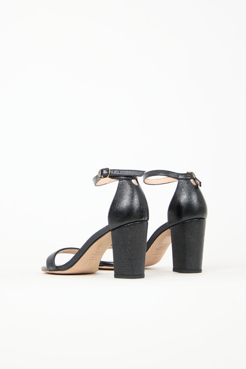Stuart Weitzman Leather Nudist Block Sandal