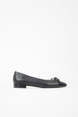 Stuart Weitzman Leather Sleek Bow Flat