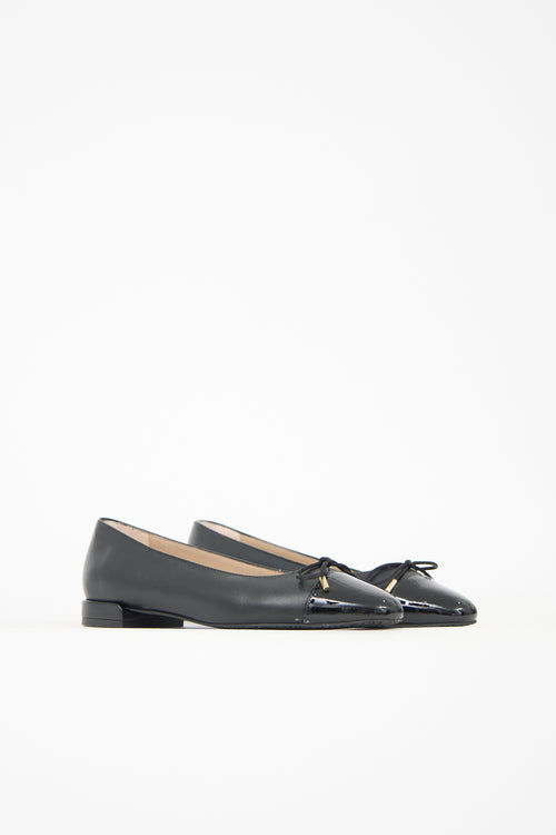 Stuart Weitzman Leather Sleek Bow Flat
