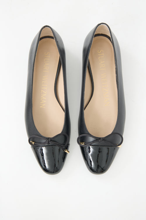 Stuart Weitzman Leather Sleek Bow Flat