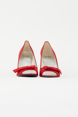 Stuart Weitzman Red Satin Bow Heel