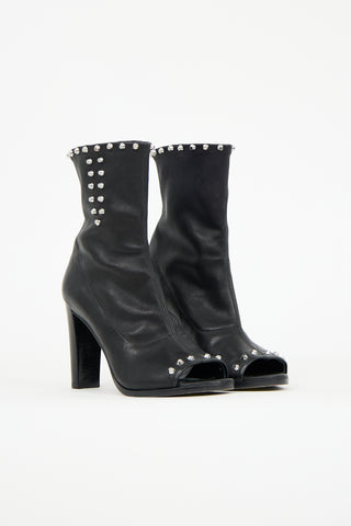 Stuart Weitzman Studded Peep Toe Boot