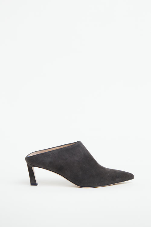 Stuart Weitzman Dark Grey Suede Mira Mule