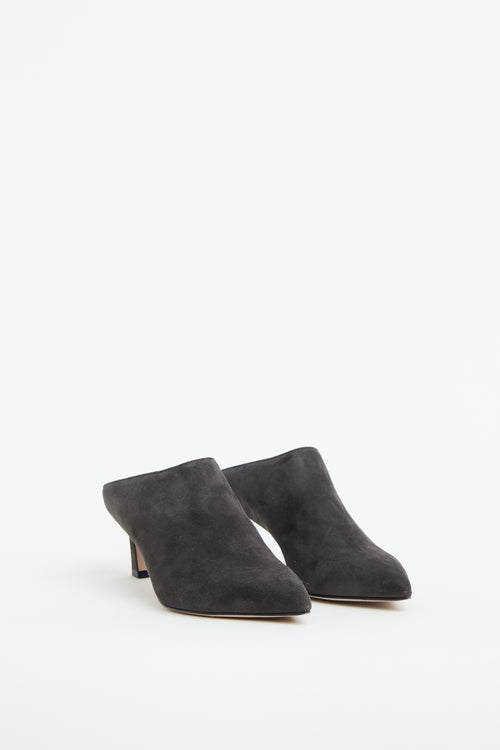 Stuart Weitzman Dark Grey Suede Mira Mule