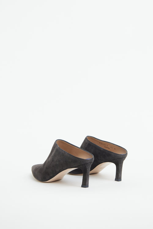 Stuart Weitzman Dark Grey Suede Mira Mule