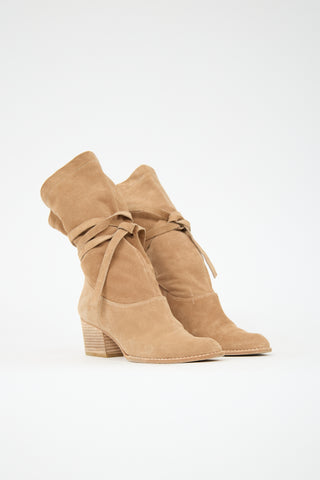 Stuart Weitzman Suede Wrap Around Strap Boot
