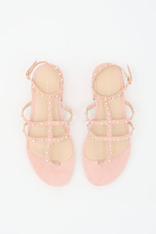 Stuart Weitzman Suede Embellished Sandal