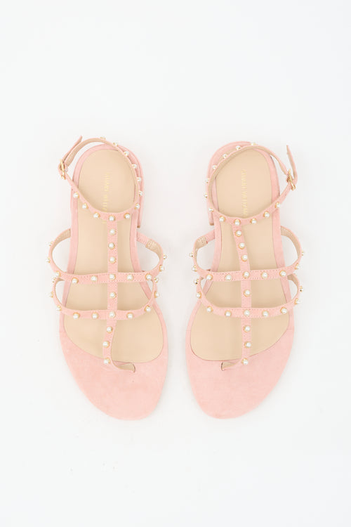 Stuart Weitzman Suede Embellished Sandal