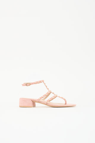 Stuart Weitzman Suede Embellished Sandal