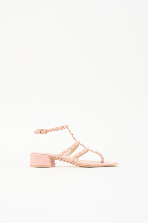 Stuart Weitzman Suede Embellished Sandal