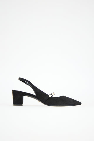 Stuart Weitzman Suede Pearlita Slingback Pump