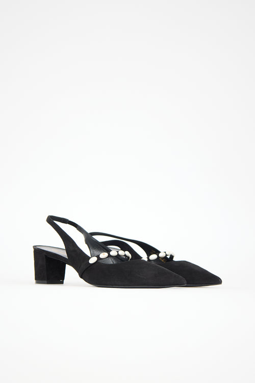 Stuart Weitzman Suede Pearlita Slingback Pump
