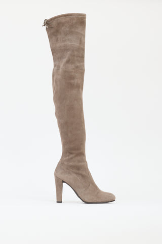 Stuart Weitzman Taupe Suede Highland Boot