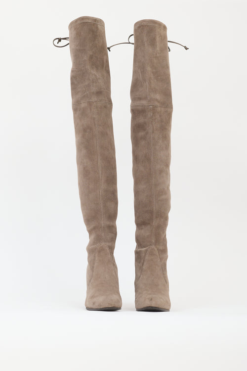 Stuart Weitzman Taupe Suede Highland Boot