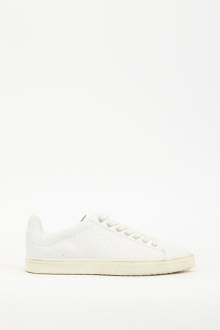 Stuart Weitzman White Leather Sparkly Sneaker