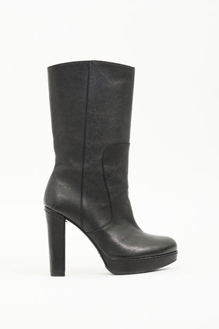 Stuart Weitzman Black Leather Heeled Platform Boot