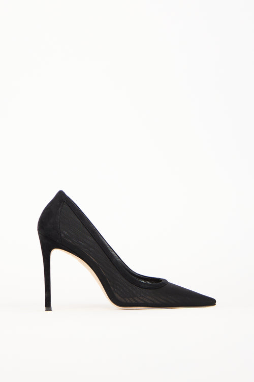 Stuart Weitzman Black Mesh 100 Pump