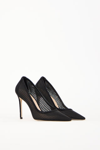 Stuart Weitzman Black Mesh 100 Pump