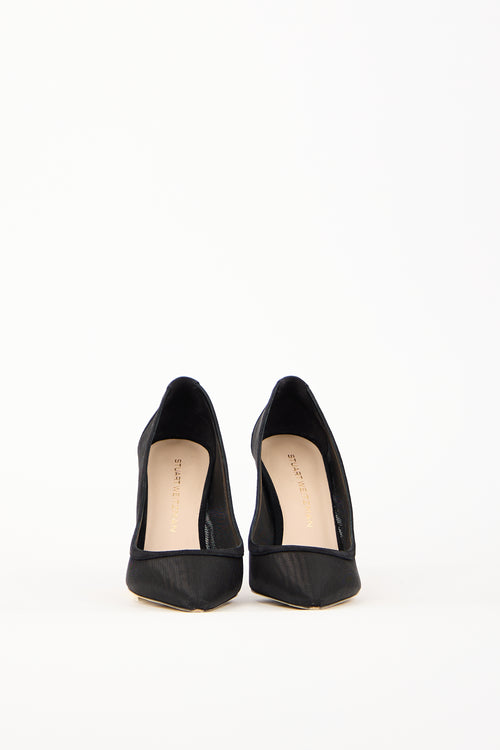 Stuart Weitzman Black Mesh 100 Pump