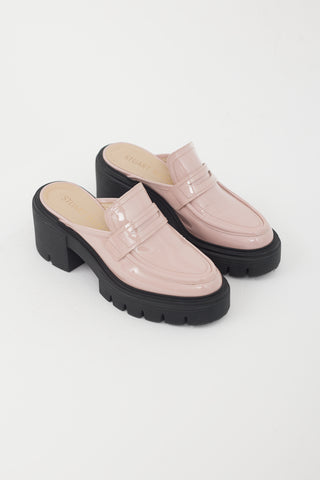 Stuart Weitzman Pink Patent Leather Mule Loafer