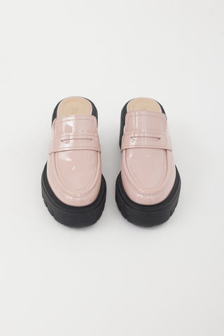 Stuart Weitzman Pink Patent Leather Mule Loafer
