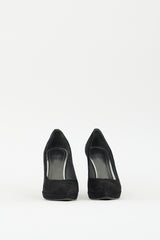 Stuart Weitzman Black Suede Pointed Toe Pump