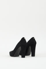 Stuart Weitzman Black Suede Pointed Toe Pump