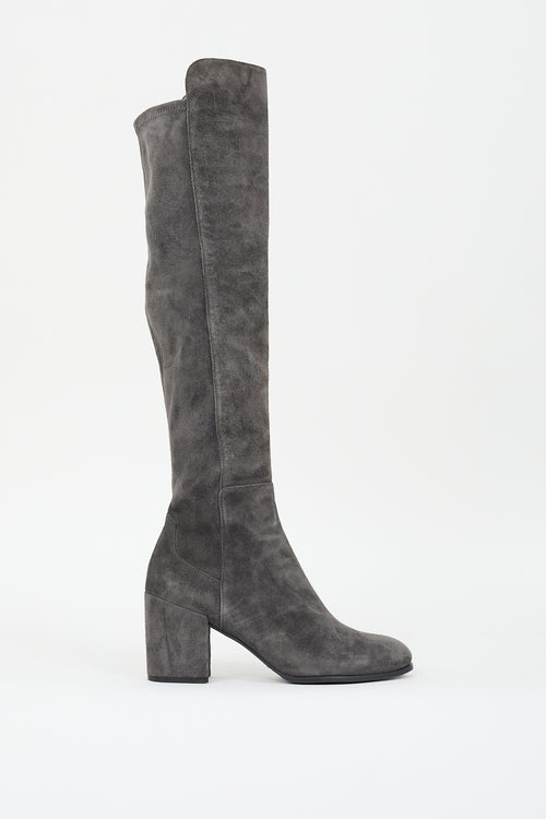 Stuart Weitzman Grey Suede Alljack Boot