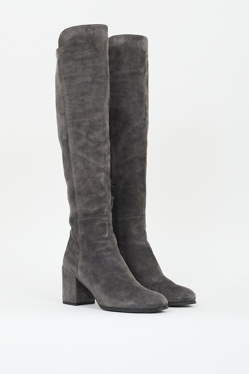 Stuart Weitzman Grey Suede Alljack Boot