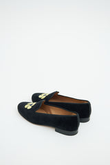 Stubbs Wootton Black & Yellow Velour Embroidered Loafer