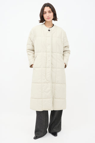 Studio Nicholson Beige Cotton Down Plume Scarf & Piper Coat