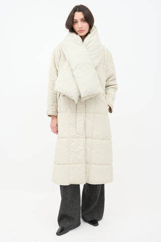 Studio Nicholson Beige Cotton Down Plume Scarf & Piper Coat