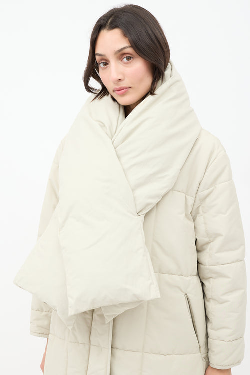 Studio Nicholson Beige Cotton Down Plume Scarf & Piper Coat