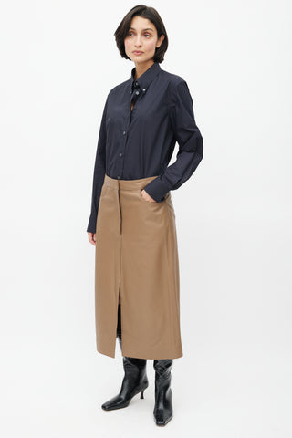 Studio Nicholson Brown Leather Skirt