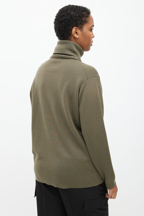Studio Nicholson Green Wool Quarter Zip Sweater