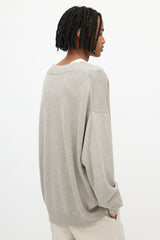 Studio Nicholson Taupe V-Neck Oversized Sweater