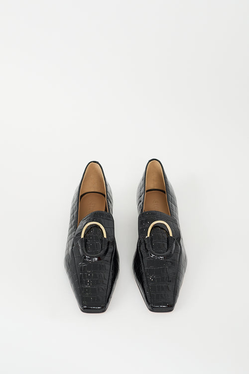 Studio Amelia Black Patent Leather Embossed Austin Loafer