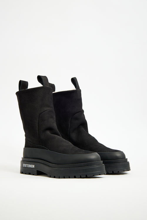 Stutterheim Black Suede Rough Walker Boot