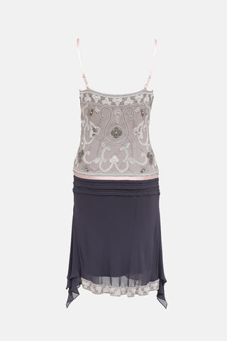 Silk Beaded Midi Dress