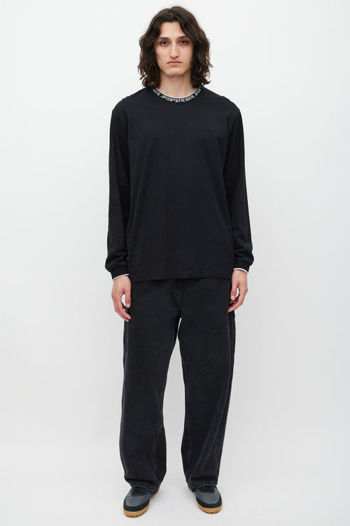 Supreme Black & White Script Logo Trimmed Top
