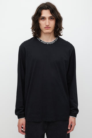 Supreme Black & White Script Logo Trimmed Top