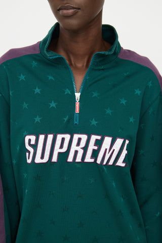 Supreme Green & Purple Half Zip Logo Top