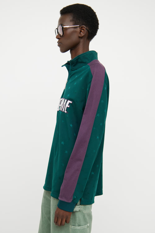 Supreme Green & Purple Half Zip Logo Top