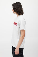 Supreme Grey & Red Emrboidered Logo T-Shirt