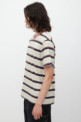 Supreme SS 2018 Heather Grey & Burgundy Striped Gonz Logo T-Shirt