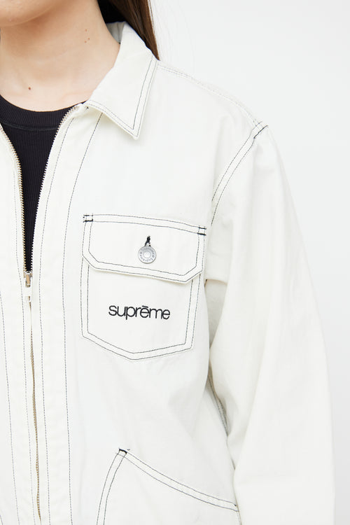 Supreme White Contrast Stitch Jacket