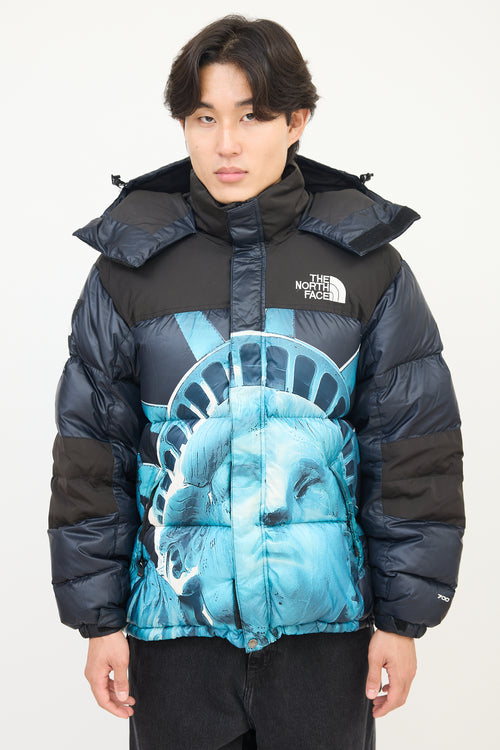 Supreme X The North Face Black & Blue Statue Of Liberty Baltoro Jacket