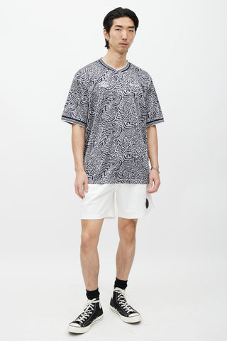 Supreme X Umbro Navy & White Printed Jersey T-Shirt